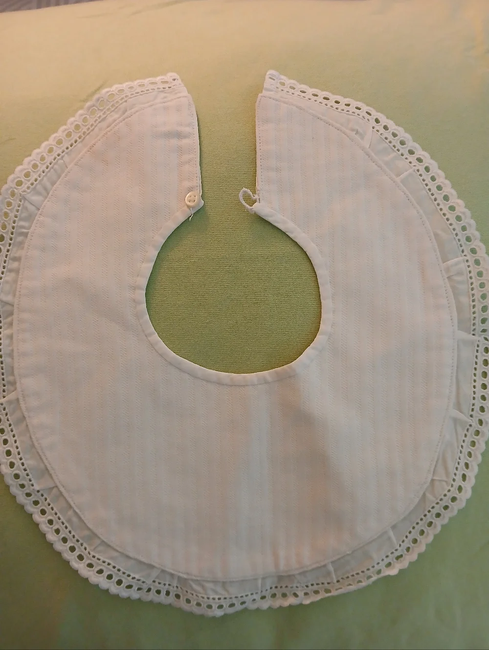 Vintage Fancy Baby Bib One Button Back